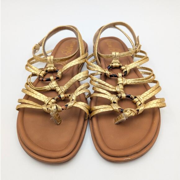 Sam Edelman Raye Strappy Flat Sandals Open Toe Women's Gold Size US9 EU40 - Picture 2 of 8